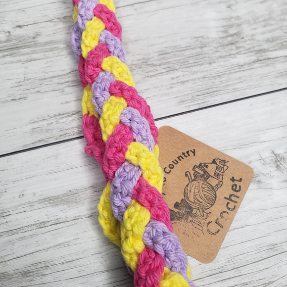 Hand Crafted Braided Headband Hair Band Crochet Spring Yellow Purple Pink Chic - Picture 7 of 9